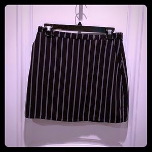 Black and white striped mini skirt